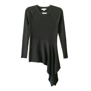 Antonio Melani Womens Black Raglan Sleeve Monica Asymmetrical Sweater Size L
